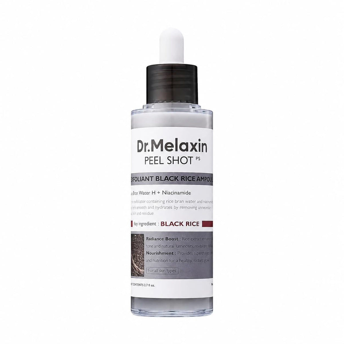 Dr.Melaxin – Peel Shot Exfoliant Ampoule de Riz Noir, 80 ml